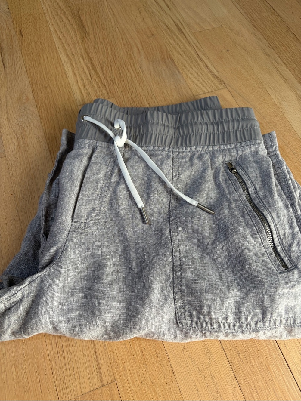 Athleta Light Gray linen Drawstring pants 14P